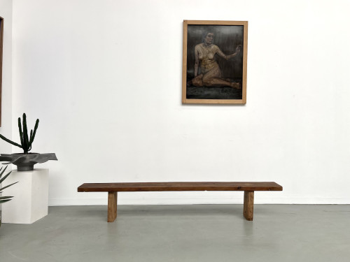 Banc moderniste en pin Circa 1950, vue 2