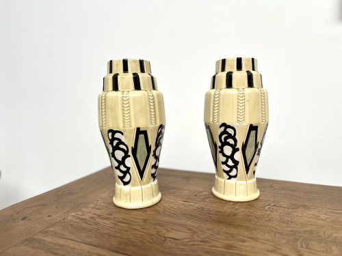 Paire de vases Art Déco signés Orchies – céramique émaillée, France, circa 1930, vue 2