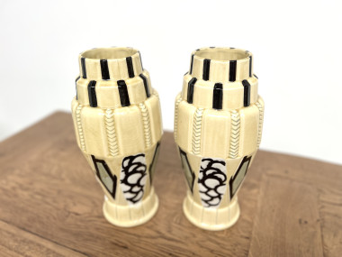 Paire de vases Art Déco signés Orchies – céramique émaillée, France, circa 1930, vue 8