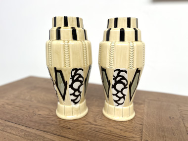 Paire de vases Art Déco signés Orchies – céramique émaillée, France, circa 1930, vue 9