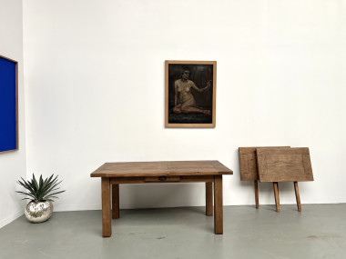 Table en chêne massif à rallonges – France, années 50, vue 4