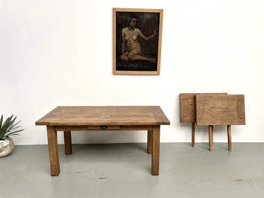 Table en chêne massif à rallonges – France, années 50, vue 5