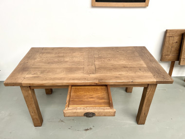 Table en chêne massif à rallonges – France, années 50, vue 12