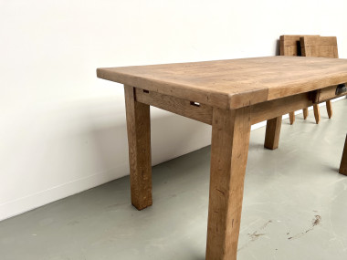 Table en chêne massif à rallonges – France, années 50, vue 15