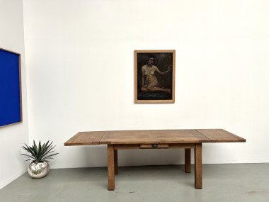 Table en chêne massif à rallonges – France, années 50, vue 16