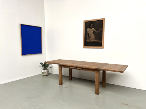 Table en chêne massif à rallonges – France, années 50, vue 17