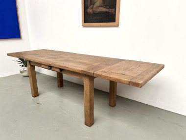 Table en chêne massif à rallonges – France, années 50, vue 18