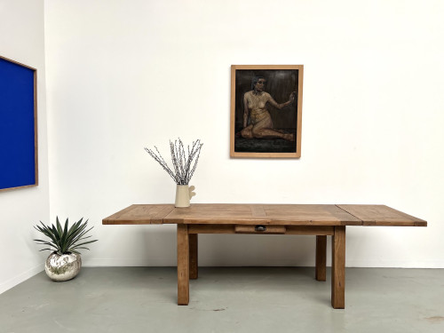 Table en chêne massif à rallonges – France, années 50, vue 21