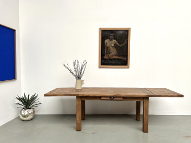 Table en chêne massif à rallonges – France, années 50, vue 21