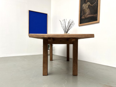Table en chêne massif à rallonges – France, années 50, vue 25