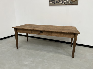 Table de ferme ancienne aux pieds fuseaux, XIXème siècle, vue 4