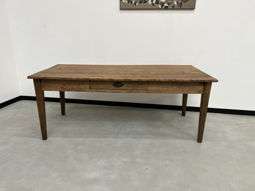 Table de ferme ancienne aux pieds fuseaux, XIXème siècle, vue 5