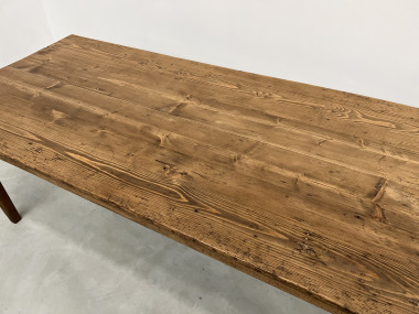 Table de ferme ancienne aux pieds fuseaux, XIXème siècle, vue 7