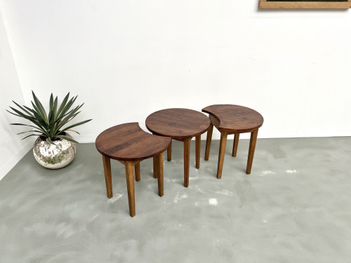 Ensemble de 3 tables basses demi-lune, Danemark, années 60, vue 1