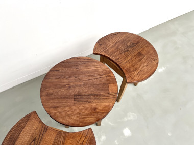 Ensemble de 3 tables basses demi-lune, Danemark, années 60, vue 3