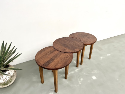 Ensemble de 3 tables basses demi-lune, Danemark, années 60, vue 6