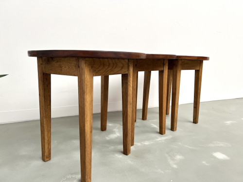 Ensemble de 3 tables basses demi-lune, Danemark, années 60, vue 7