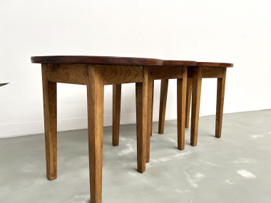 Ensemble de 3 tables basses demi-lune, Danemark, années 60, vue 7