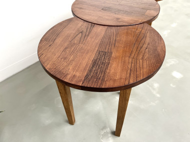 Ensemble de 3 tables basses demi-lune, Danemark, années 60, vue 8