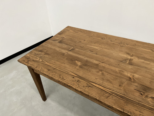 Table de ferme ancienne aux pieds fuseaux, XIXème siècle, vue 8