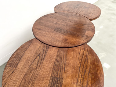 Ensemble de 3 tables basses demi-lune, Danemark, années 60, vue 9