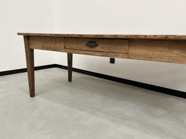 Table de ferme ancienne aux pieds fuseaux, XIXème siècle, vue 10