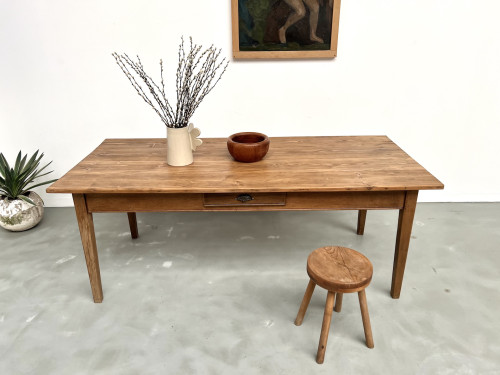 Table de ferme des années 50, chêne et pin., vue 3