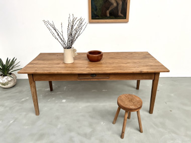 Table de ferme des années 50, chêne et pin., vue 3