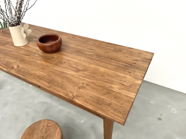 Table de ferme des années 50, chêne et pin., vue 4