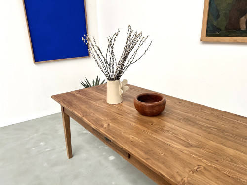 Table de ferme des années 50, chêne et pin., vue 5