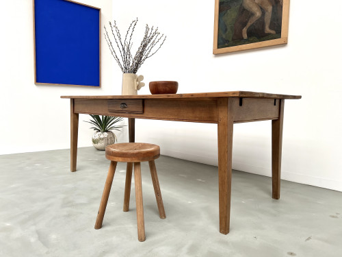 Table de ferme des années 50, chêne et pin., vue 6