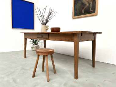 Table de ferme des années 50, chêne et pin., vue 6