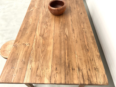 Table de ferme des années 50, chêne et pin., vue 8