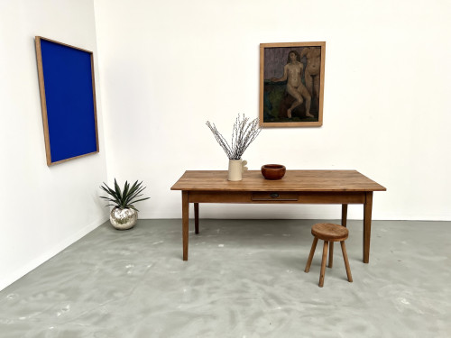 Table de ferme des années 50, chêne et pin., vue 10