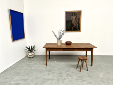 Table de ferme des années 50, chêne et pin., vue 10