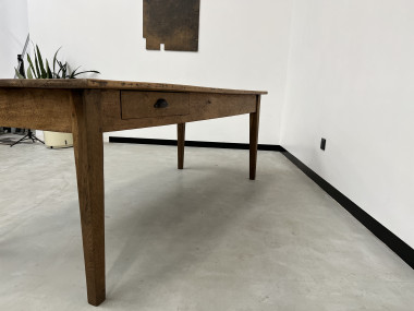 Table de ferme ancienne aux pieds fuseaux, XIXème siècle, vue 16