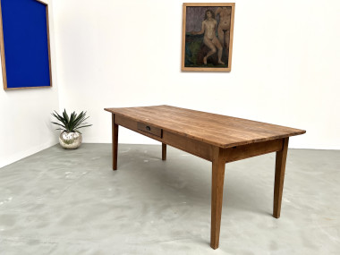 Table de ferme des années 50, chêne et pin., vue 25
