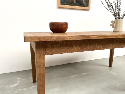 Table de ferme en chêne massif aux pieds fuseaux, vue 10