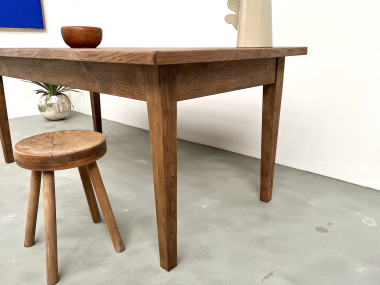 Table de ferme en chêne massif aux pieds fuseaux, vue 12