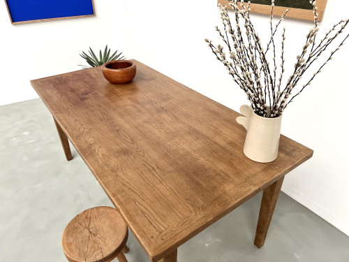 Table de ferme en chêne massif aux pieds fuseaux, vue 13