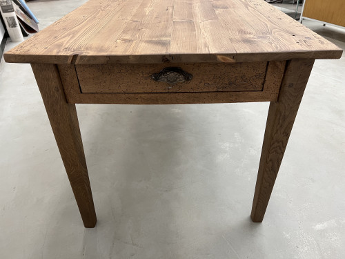 Table de ferme ancienne aux pieds fuseaux, XIXème siècle, vue 20