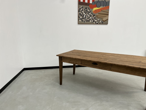 Table de ferme ancienne aux pieds fuseaux, XIXème siècle, vue 22
