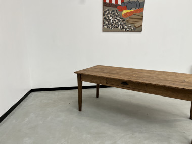 Table de ferme ancienne aux pieds fuseaux, XIXème siècle, vue 22