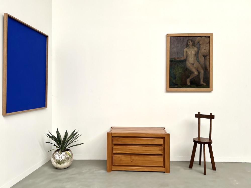 Commode en orme massif, Maison Regain, Circa 1970, vue 1