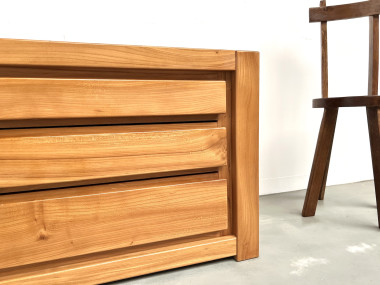 Commode en orme massif, Maison Regain, Circa 1970, vue 7