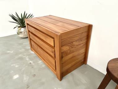 Commode en orme massif, Maison Regain, Circa 1970, vue 8