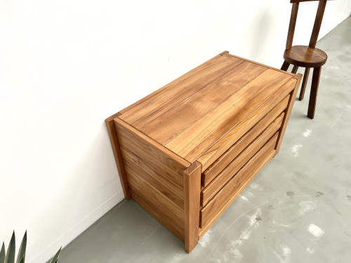 Commode en orme massif, Maison Regain, Circa 1970, vue 9