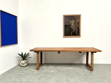 Grande table de ferme brutaliste en hêtre, vue 2