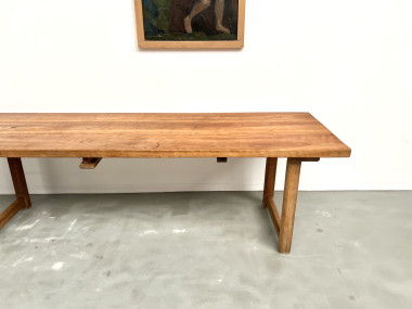 Grande table de ferme brutaliste en hêtre, vue 3