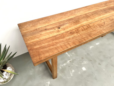 Grande table de ferme brutaliste en hêtre, vue 5